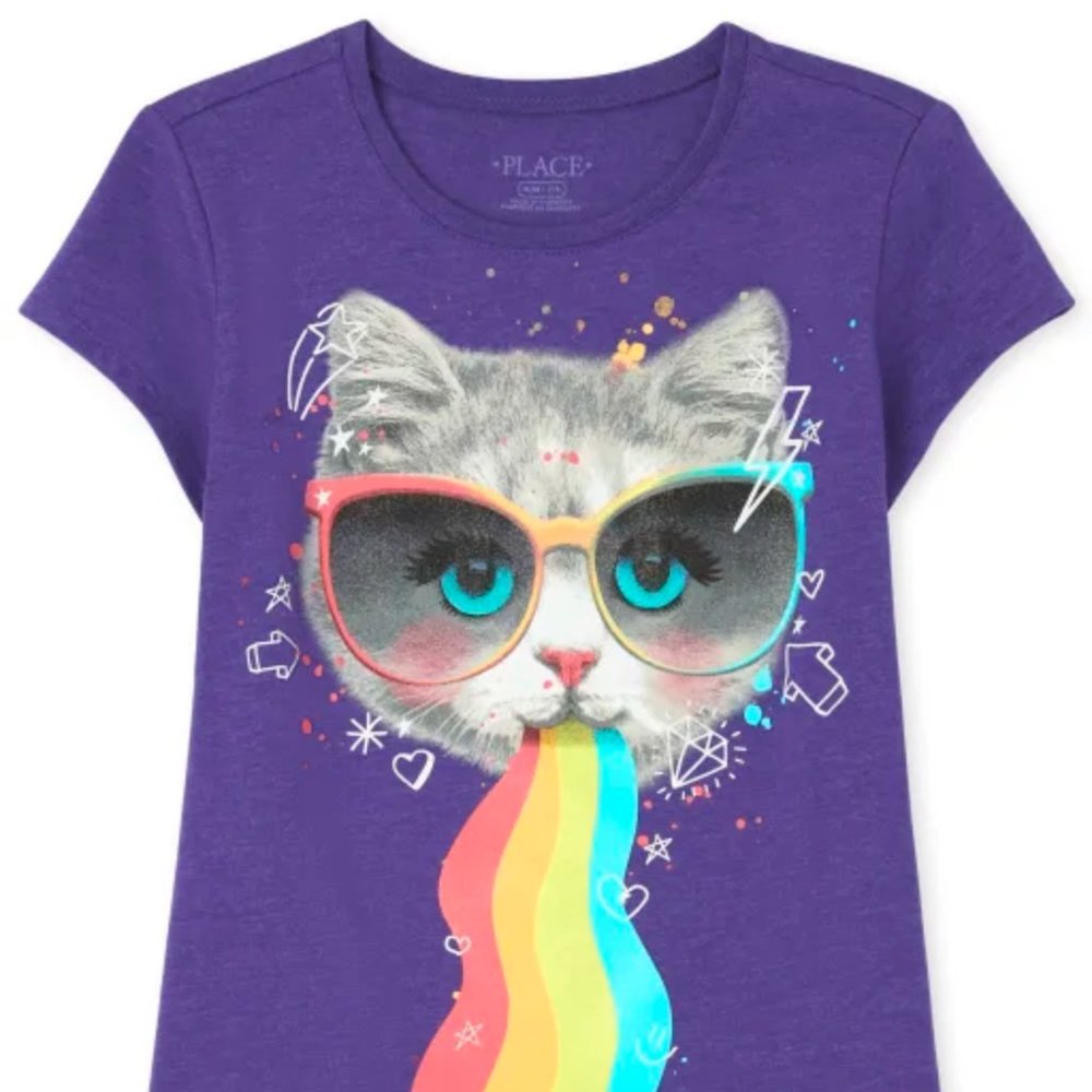 NWT Glasses Cat T-shirt - Rainbow XXL 16